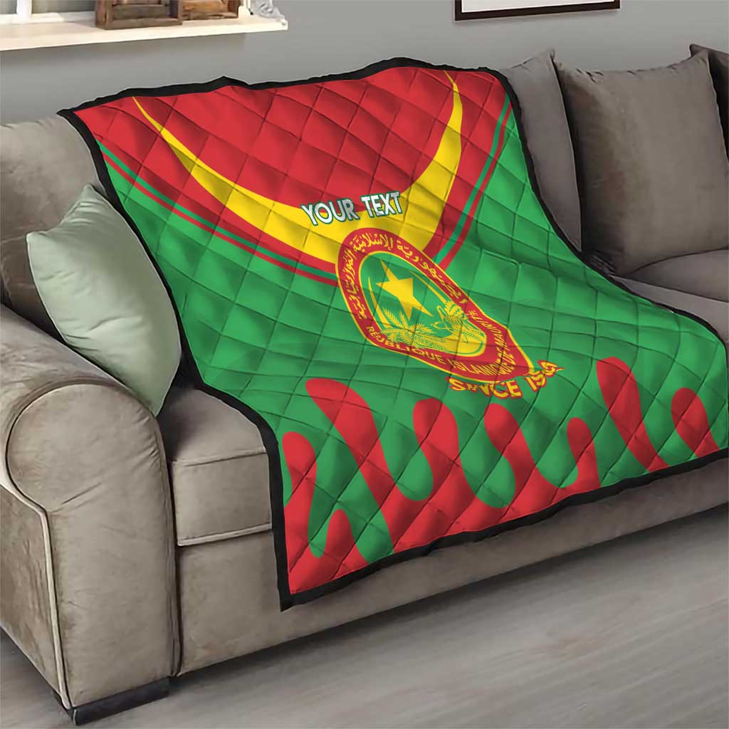 Personalised Mauritania Independence Day Quilt Coat Of Arms With Map Flag Color - Wonder Print Shop