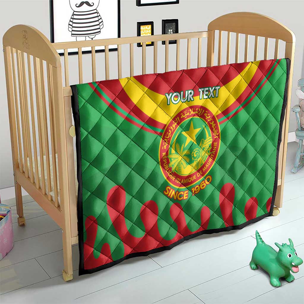 Personalised Mauritania Independence Day Quilt Coat Of Arms With Map Flag Color - Wonder Print Shop