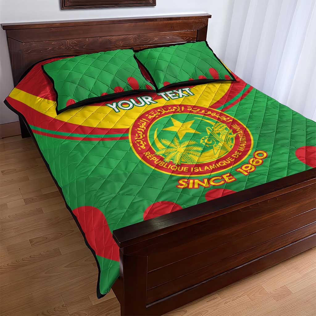 Personalised Mauritania Independence Day Quilt Bed Set Coat Of Arms With Map Flag Color - Wonder Print Shop