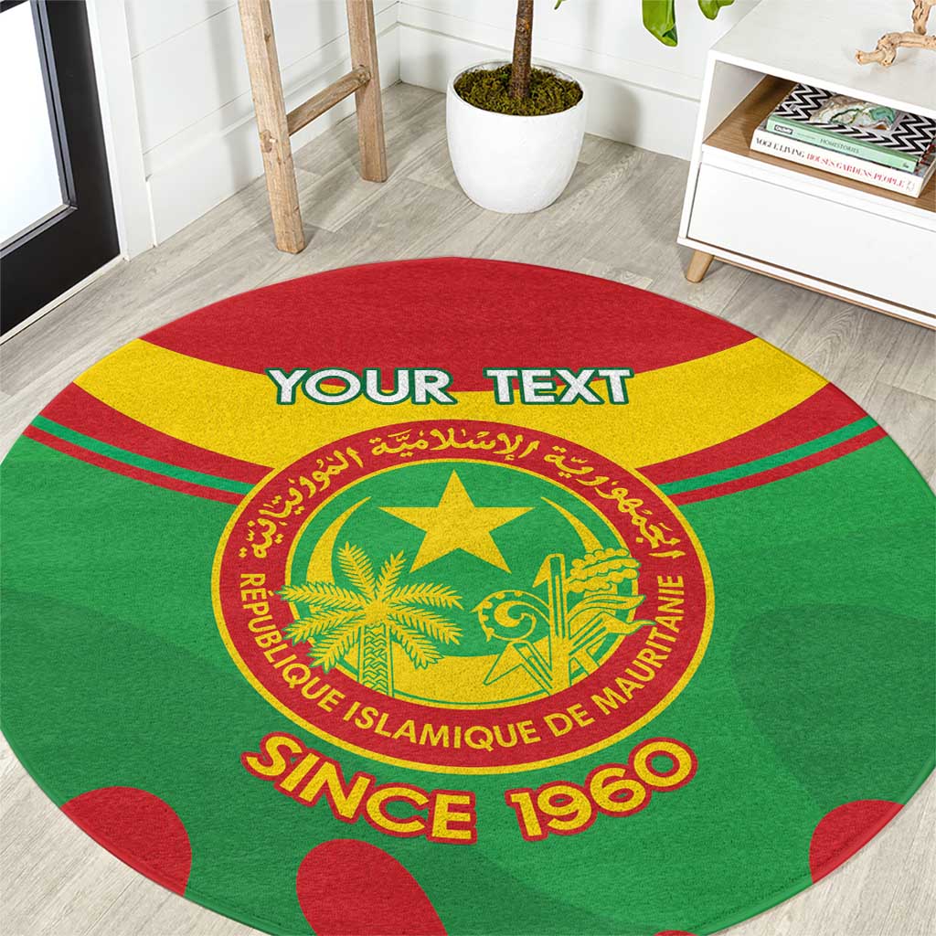 Personalised Mauritania Independence Day Round Carpet Coat Of Arms With Map Flag Color