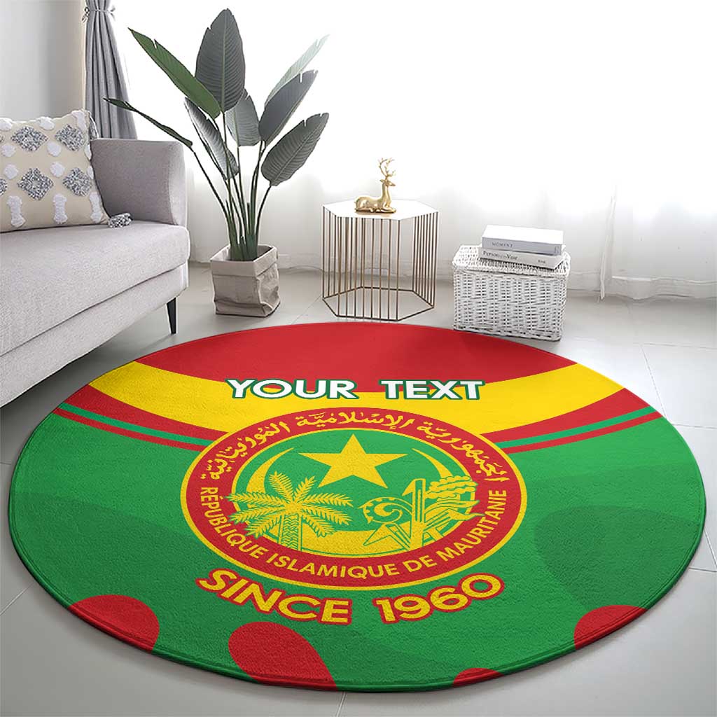 Personalised Mauritania Independence Day Round Carpet Coat Of Arms With Map Flag Color
