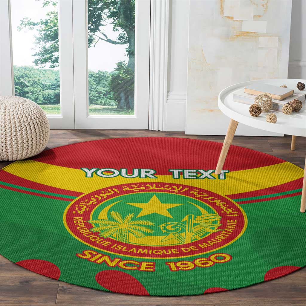 Personalised Mauritania Independence Day Round Carpet Coat Of Arms With Map Flag Color