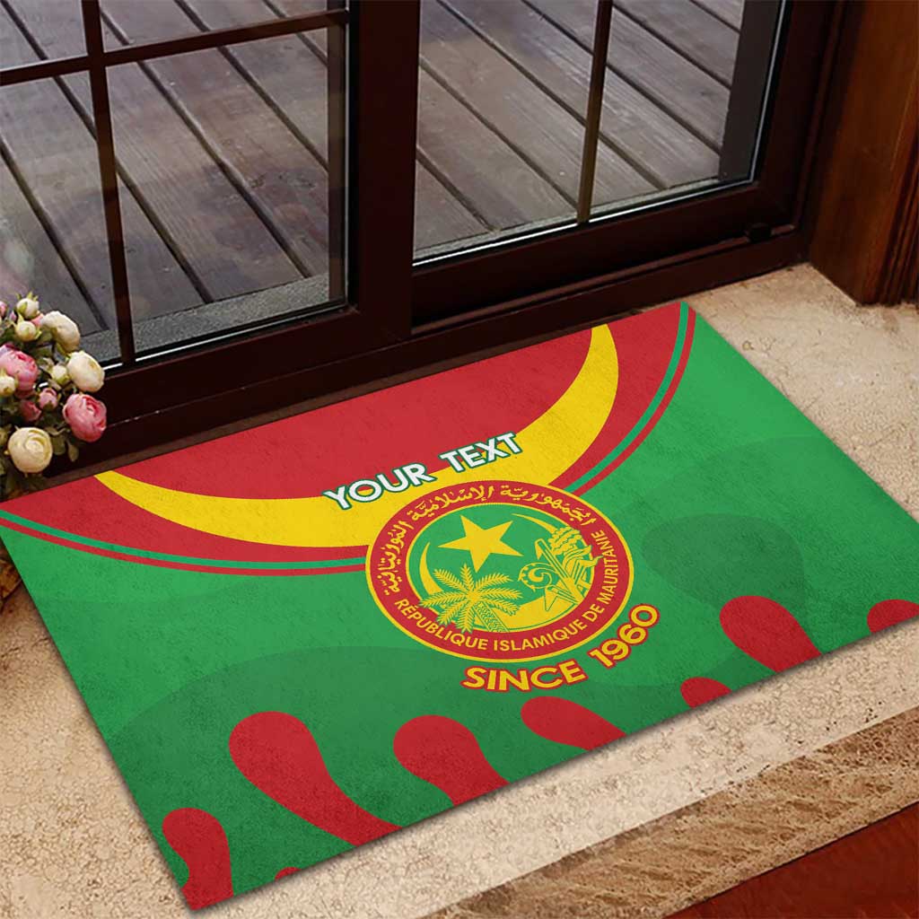 Personalised Mauritania Independence Day Rubber Doormat Coat Of Arms With Map Flag Color - Wonder Print Shop