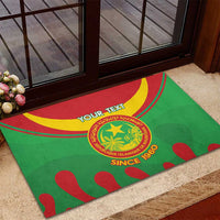 Personalised Mauritania Independence Day Rubber Doormat Coat Of Arms With Map Flag Color - Wonder Print Shop