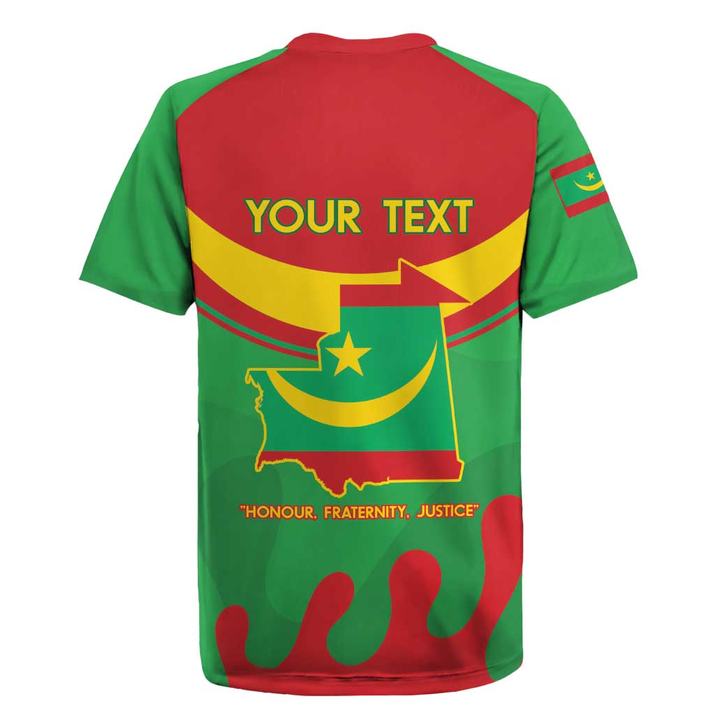 Personalised Mauritania Independence Day Rugby Jersey Coat Of Arms With Map Flag Color - Wonder Print Shop