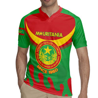 Personalised Mauritania Independence Day Rugby Jersey Coat Of Arms With Map Flag Color - Wonder Print Shop