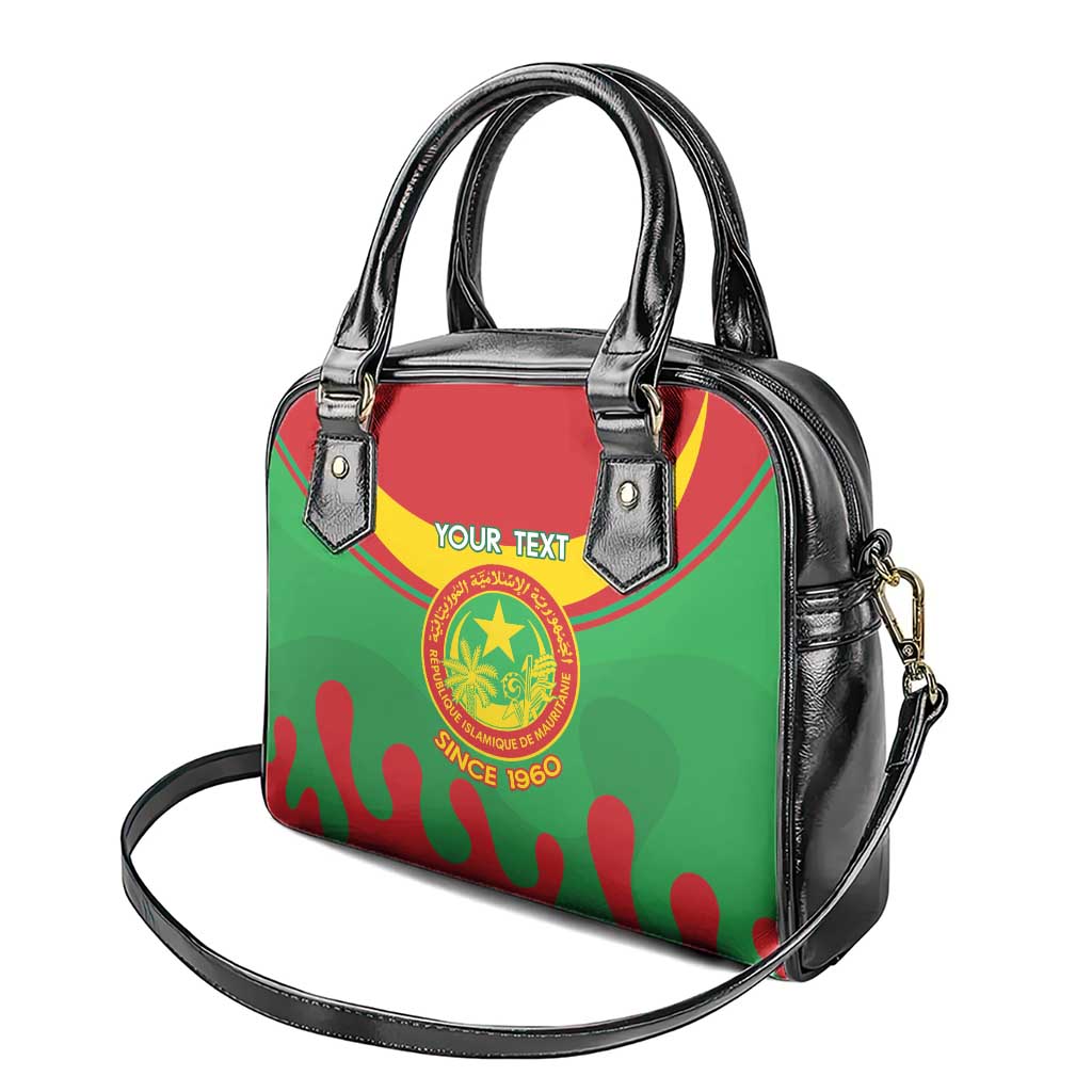 Personalised Mauritania Independence Day Shoulder Handbag Coat Of Arms With Map Flag Color