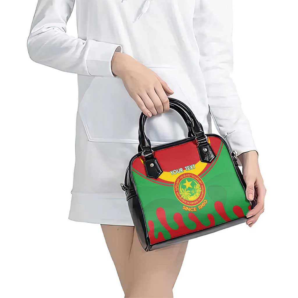 Personalised Mauritania Independence Day Shoulder Handbag Coat Of Arms With Map Flag Color
