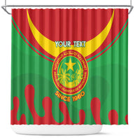 Personalised Mauritania Independence Day Shower Curtain Coat Of Arms With Map Flag Color