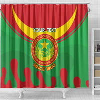 Personalised Mauritania Independence Day Shower Curtain Coat Of Arms With Map Flag Color