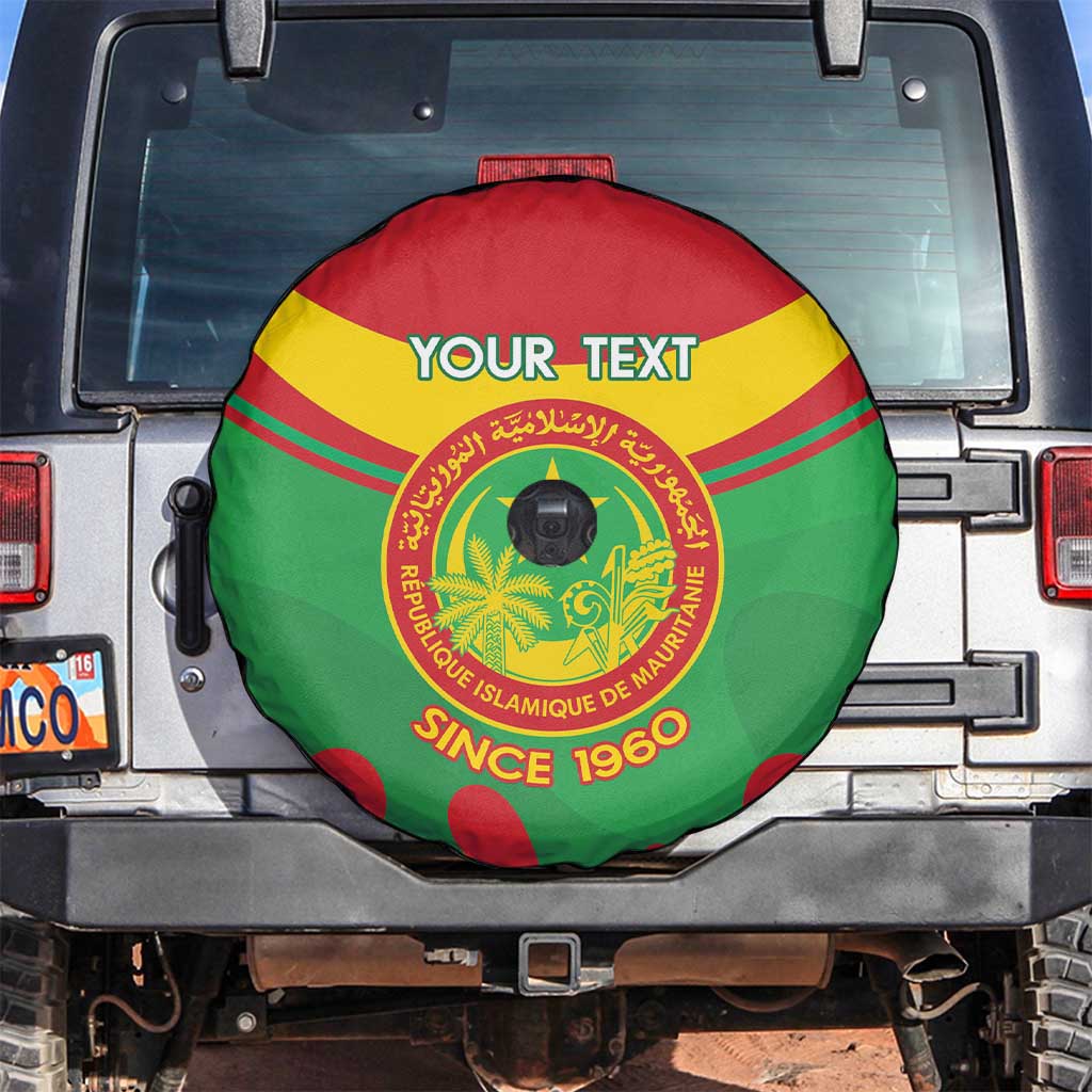Personalised Mauritania Independence Day Spare Tire Cover Coat Of Arms With Map Flag Color - Wonder Print Shop