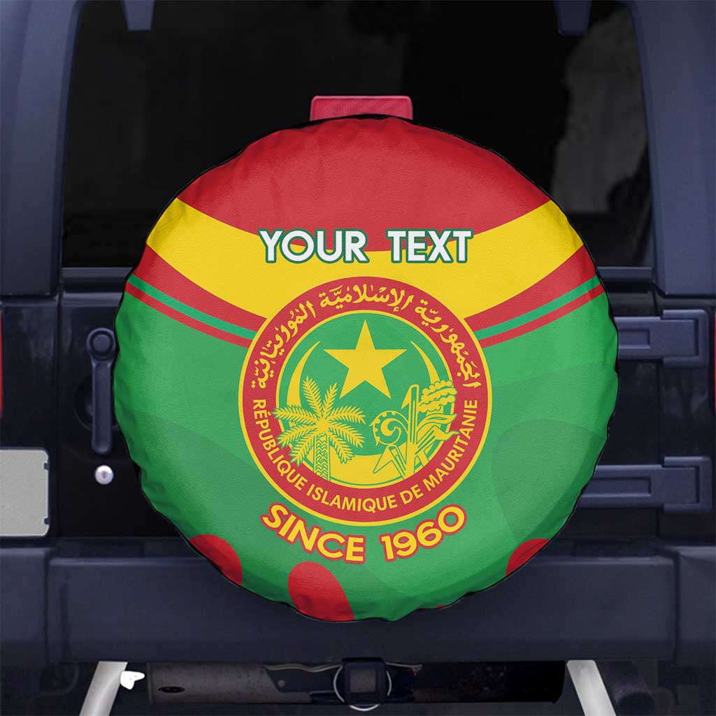 Personalised Mauritania Independence Day Spare Tire Cover Coat Of Arms With Map Flag Color - Wonder Print Shop