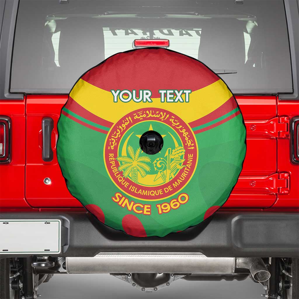 Personalised Mauritania Independence Day Spare Tire Cover Coat Of Arms With Map Flag Color - Wonder Print Shop