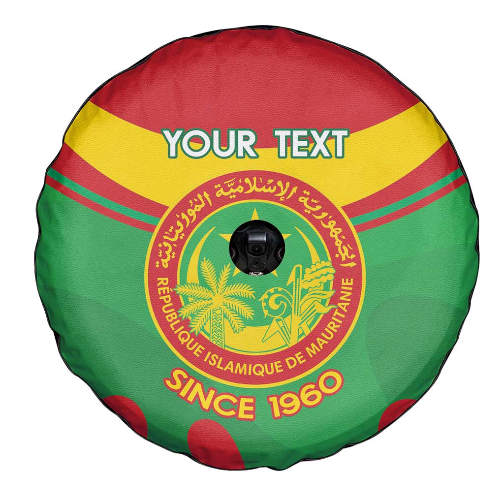 Personalised Mauritania Independence Day Spare Tire Cover Coat Of Arms With Map Flag Color - Wonder Print Shop