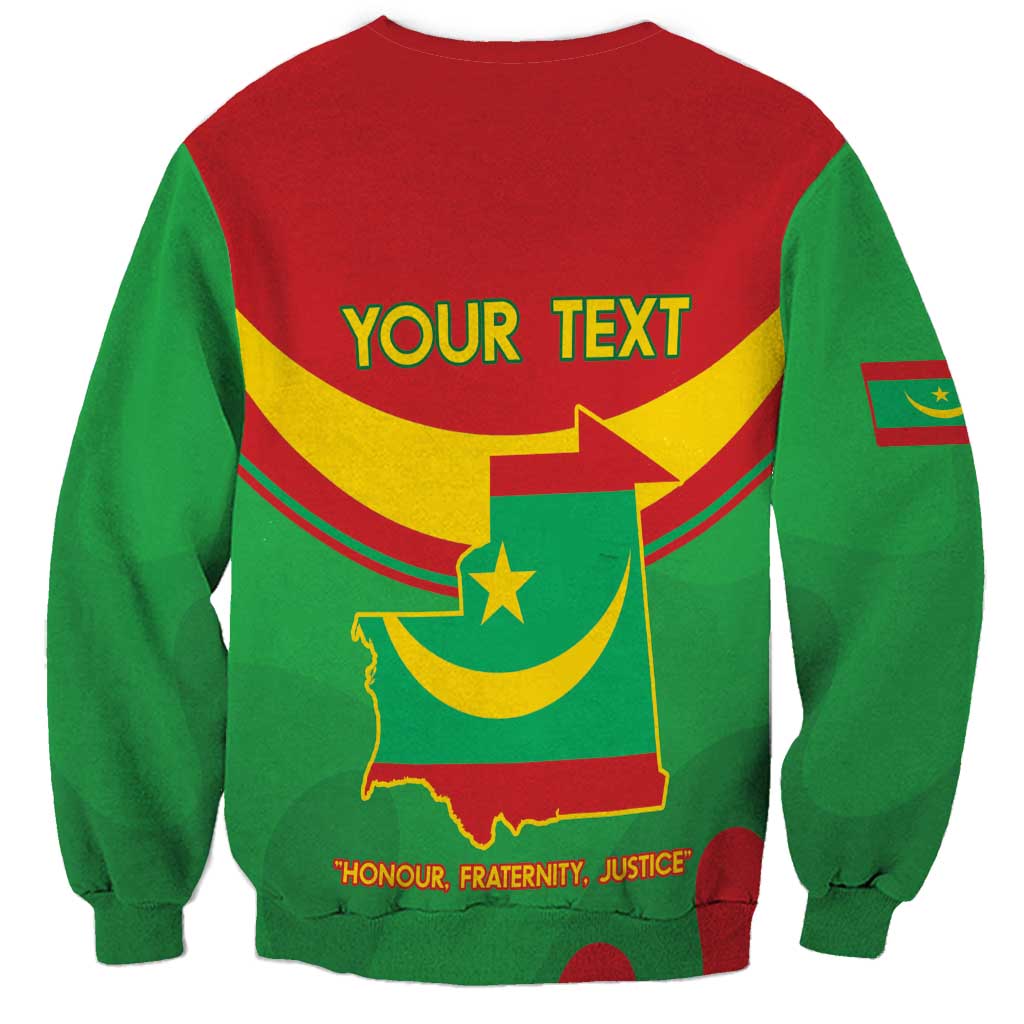 Personalised Mauritania Independence Day Sweatshirt Coat Of Arms With Map Flag Color - Wonder Print Shop