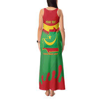 Personalised Mauritania Independence Day Tank Maxi Dress Coat Of Arms With Map Flag Color - Wonder Print Shop