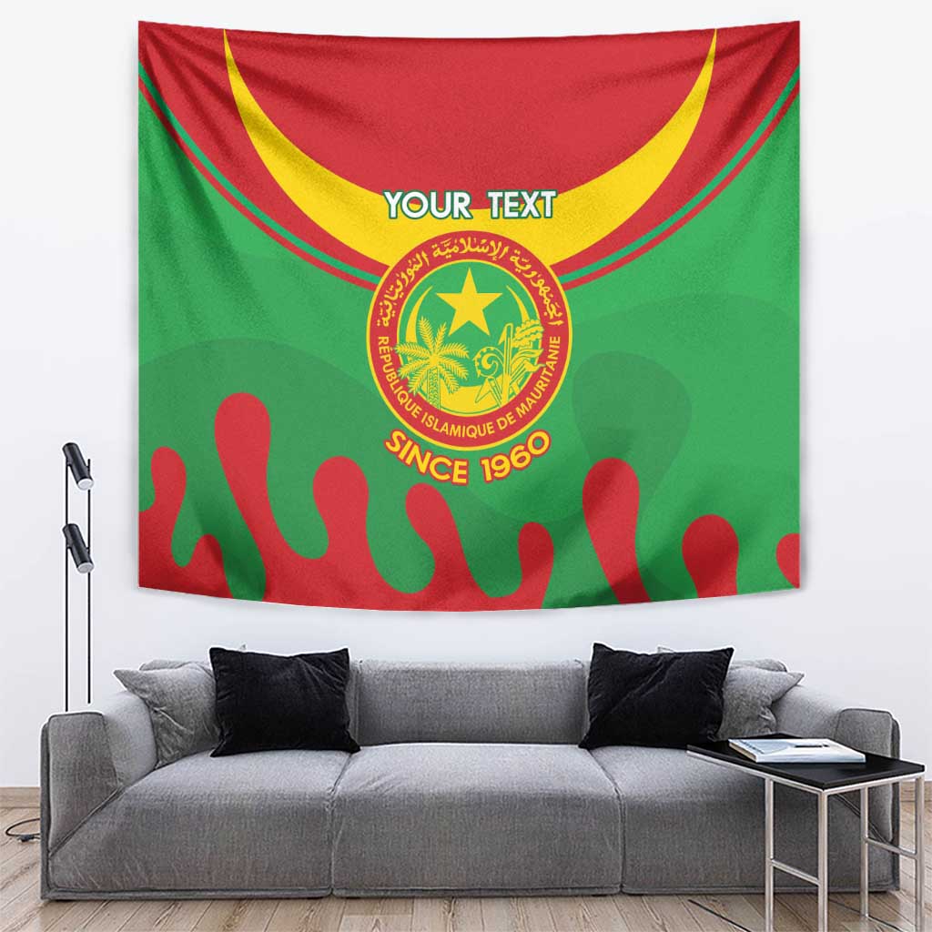 Personalised Mauritania Independence Day Tapestry Coat Of Arms With Map Flag Color - Wonder Print Shop