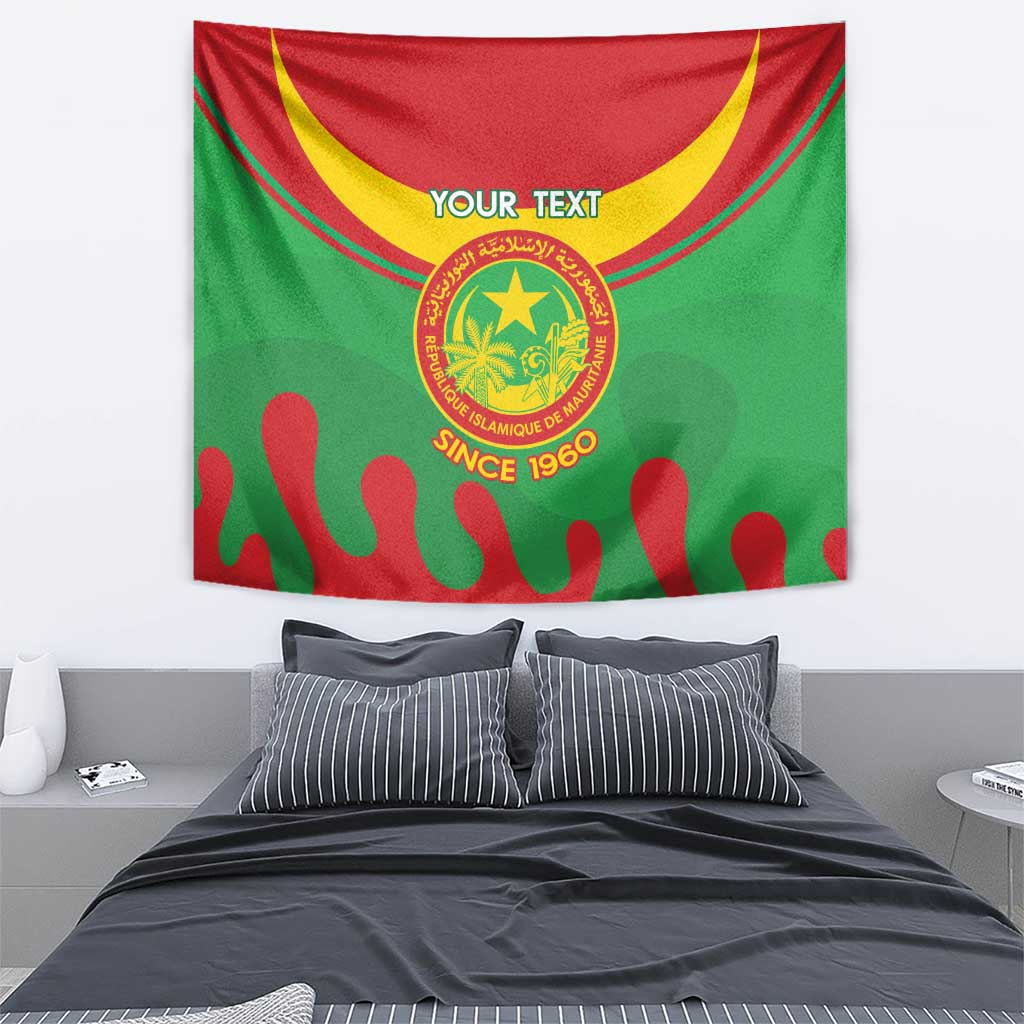 Personalised Mauritania Independence Day Tapestry Coat Of Arms With Map Flag Color - Wonder Print Shop