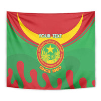 Personalised Mauritania Independence Day Tapestry Coat Of Arms With Map Flag Color - Wonder Print Shop