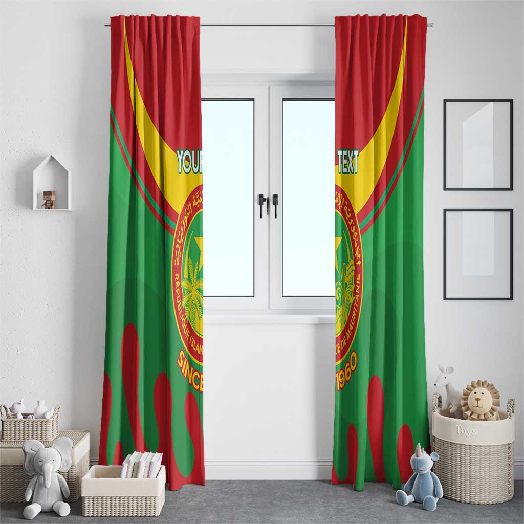 Personalised Mauritania Independence Day Window Curtain Coat Of Arms With Map Flag Color - Wonder Print Shop