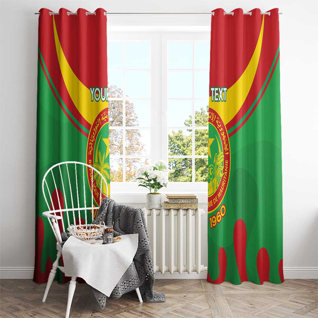 Personalised Mauritania Independence Day Window Curtain Coat Of Arms With Map Flag Color - Wonder Print Shop