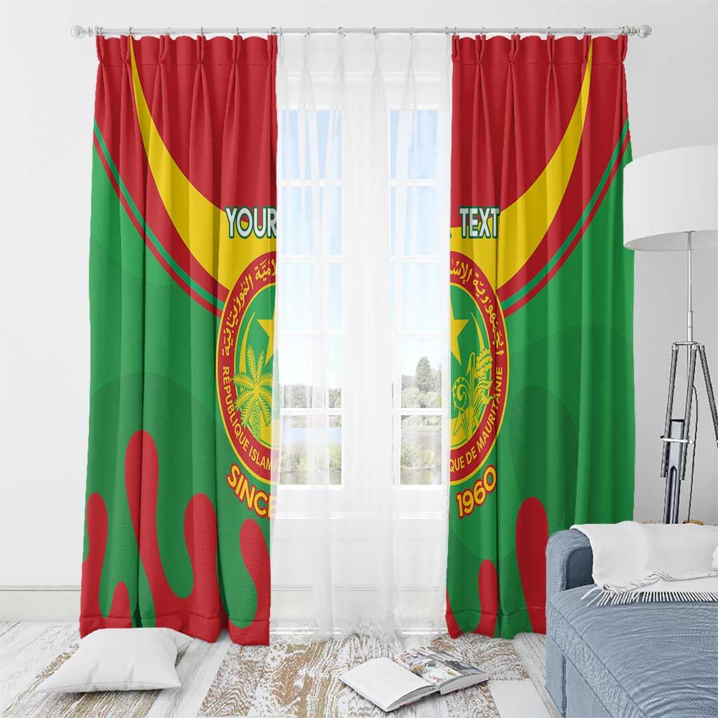 Personalised Mauritania Independence Day Window Curtain Coat Of Arms With Map Flag Color - Wonder Print Shop