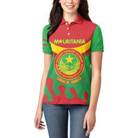 Personalised Mauritania Independence Day Women Polo Shirt Coat Of Arms With Map Flag Color - Wonder Print Shop