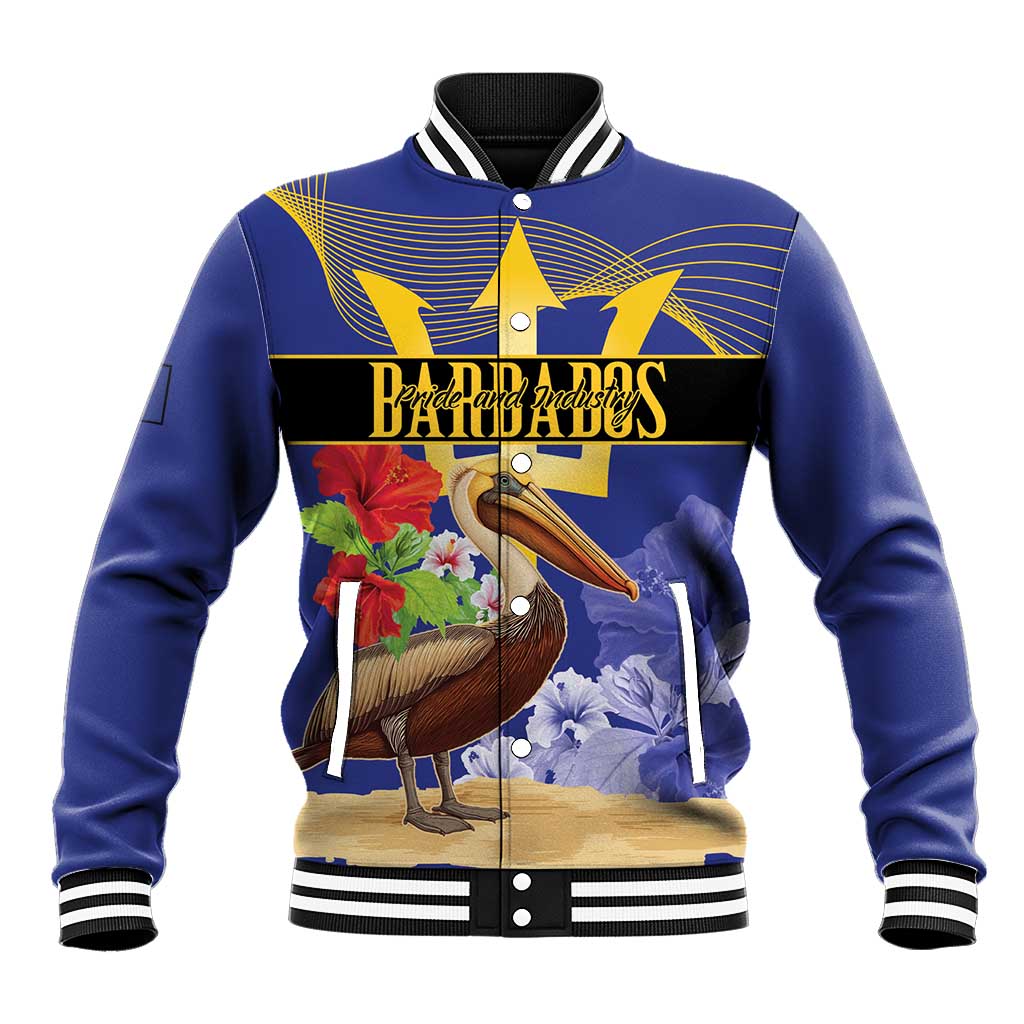 Barbados Independence Day Baseball Jacket 30 November Brown Pelican With Trident - Wonder Print Shop