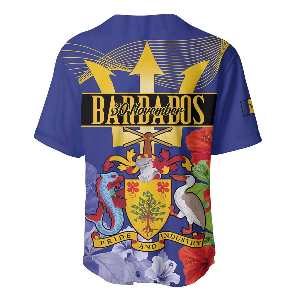 Barbados Independence Day Baseball Jersey 30 November Brown Pelican With Trident - Wonder Print Shop