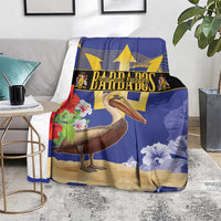 Barbados Independence Day Blanket 30 November Brown Pelican With Trident