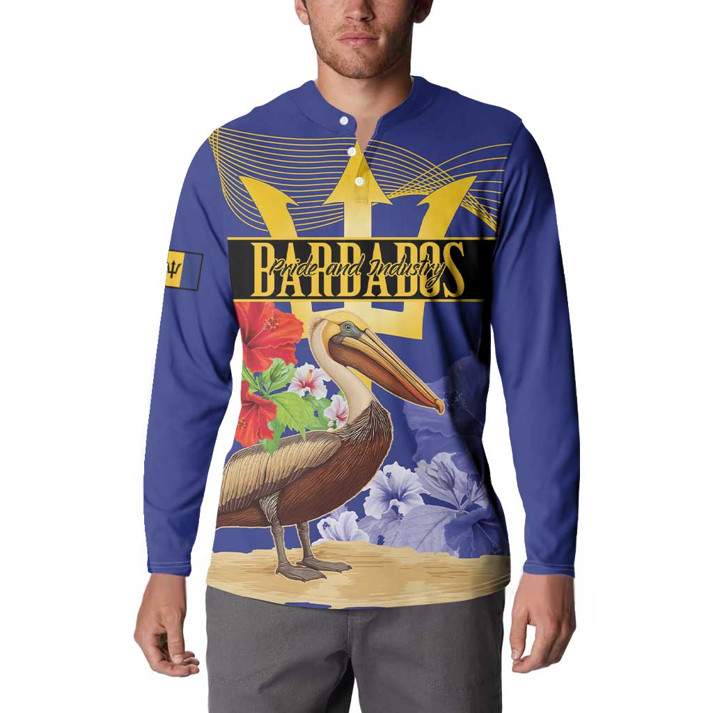 Barbados Independence Day Button Sweatshirt 30 November Brown Pelican With Trident - Wonder Print Shop
