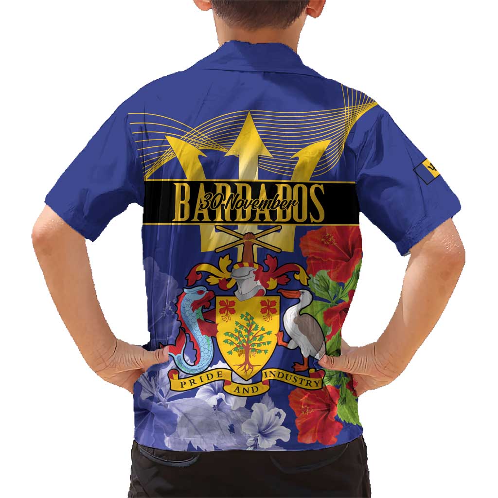 Barbados Independence Day Family Matching Short Sleeve Bodycon Dress and Hawaiian Shirt 30 November Brown Pelican With Trident - Wonder Print Shop