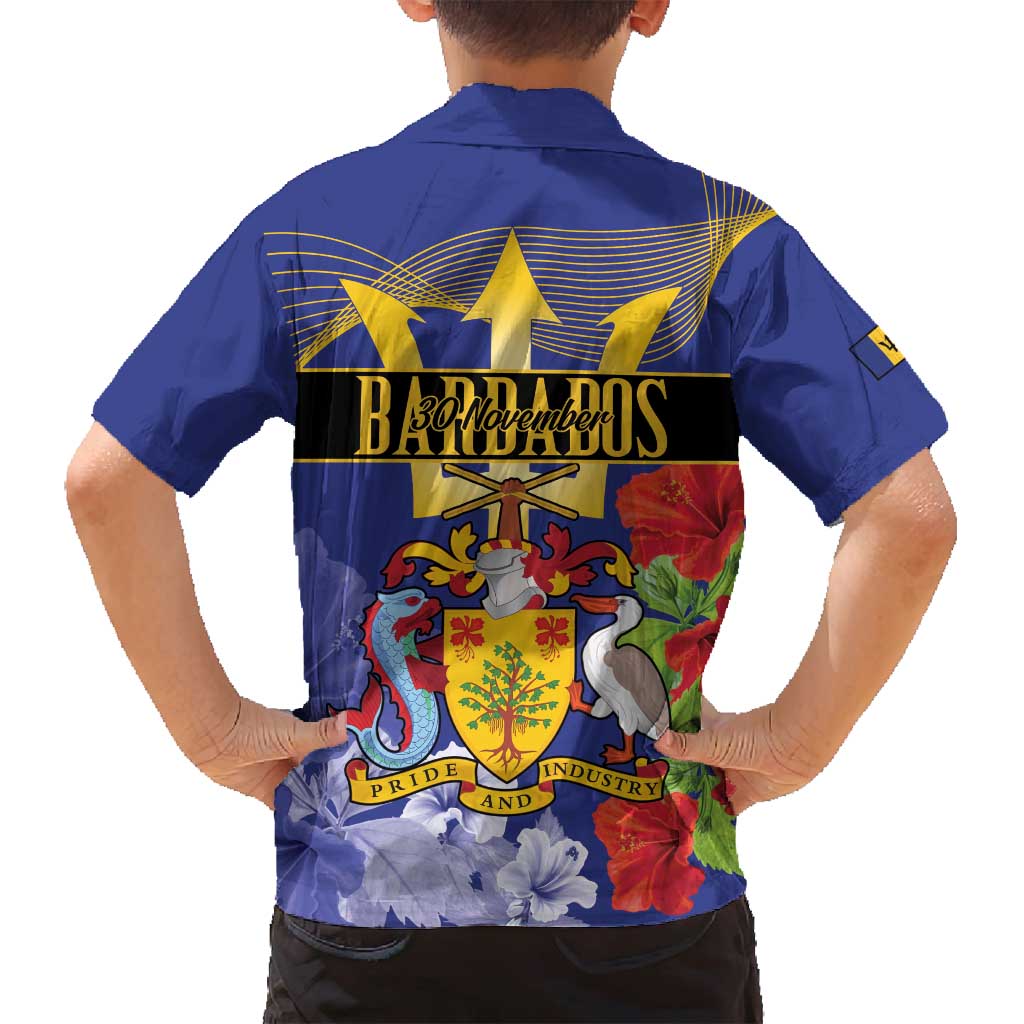 Barbados Independence Day Family Matching Tank Maxi Dress and Hawaiian Shirt 30 November Brown Pelican With Trident - Wonder Print Shop