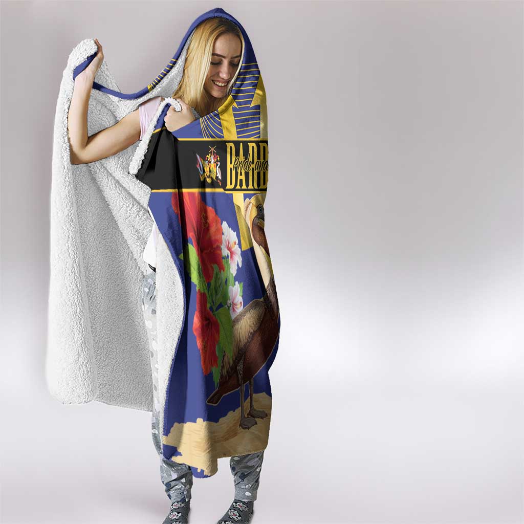 Barbados Independence Day Hooded Blanket 30 November Brown Pelican With Trident