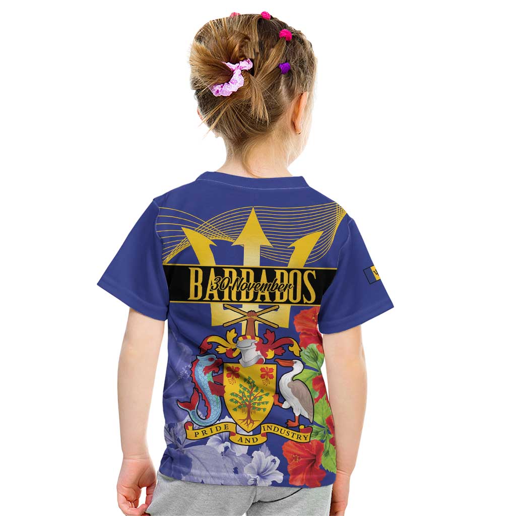 Barbados Independence Day Kid T Shirt 30 November Brown Pelican With Trident - Wonder Print Shop