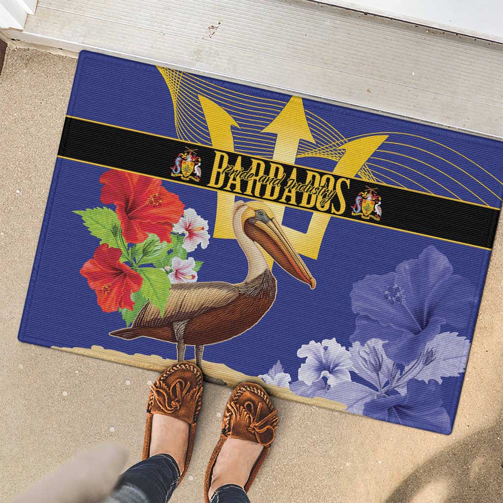 Barbados Independence Day Rubber Doormat 30 November Brown Pelican With Trident - Wonder Print Shop