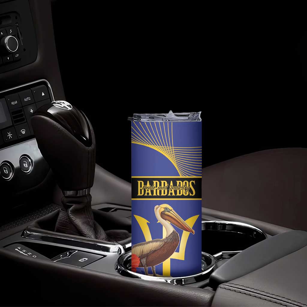 Barbados Independence Day Skinny Tumbler 30 November Brown Pelican With Trident - Wonder Print Shop