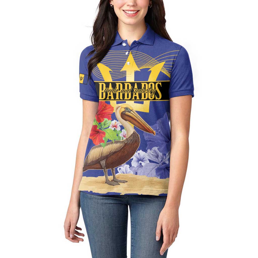 Barbados Independence Day Women Polo Shirt 30 November Brown Pelican With Trident - Wonder Print Shop