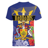 Barbados Independence Day Women V-Neck T-Shirt 30 November Brown Pelican With Trident - Wonder Print Shop