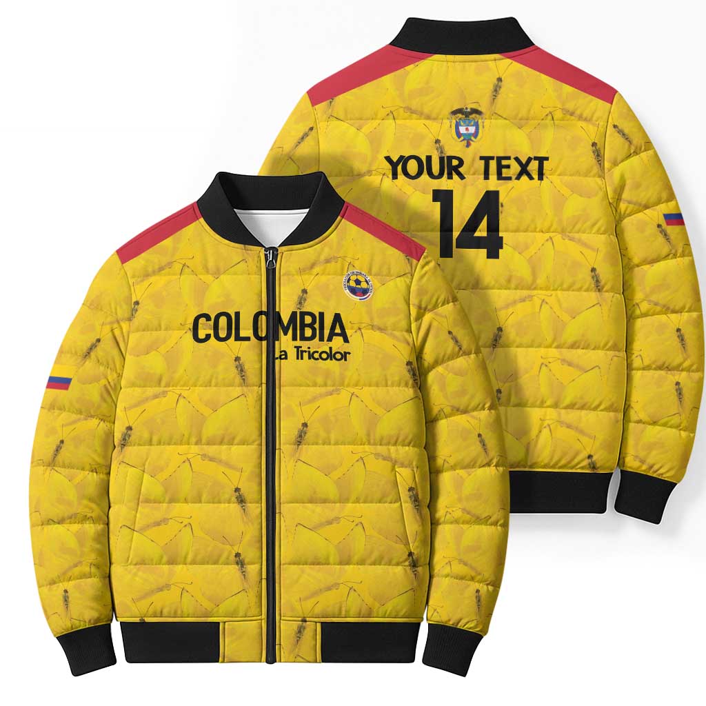 Colombia Football Custom Bomber Puffer Jacket 2026 Butterflies Orange-barred Sulphur - Wonder Print Shop