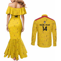 Colombia Football Custom Couples Matching Mermaid Dress and Long Sleeve Button Shirt 2026 Butterflies Orange-barred Sulphur - Wonder Print Shop