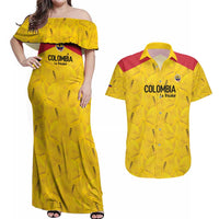 Colombia Football Custom Couples Matching Off Shoulder Maxi Dress and Hawaiian Shirt 2026 Butterflies Orange-barred Sulphur - Wonder Print Shop