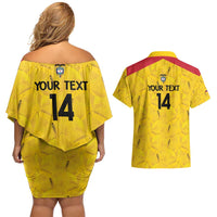 Colombia Football Custom Couples Matching Off Shoulder Short Dress and Hawaiian Shirt 2026 Butterflies Orange-barred Sulphur - Wonder Print Shop