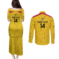 Colombia Football Custom Couples Matching Puletasi and Long Sleeve Button Shirt 2026 Butterflies Orange-barred Sulphur - Wonder Print Shop