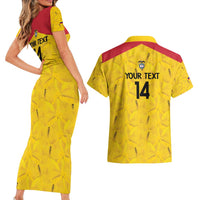 Colombia Football Custom Couples Matching Short Sleeve Bodycon Dress and Hawaiian Shirt 2026 Butterflies Orange-barred Sulphur - Wonder Print Shop
