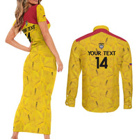 Colombia Football Custom Couples Matching Short Sleeve Bodycon Dress and Long Sleeve Button Shirt 2026 Butterflies Orange-barred Sulphur - Wonder Print Shop
