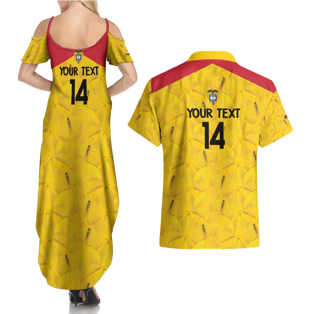 Colombia Football Custom Couples Matching Summer Maxi Dress and Hawaiian Shirt 2026 Butterflies Orange-barred Sulphur - Wonder Print Shop