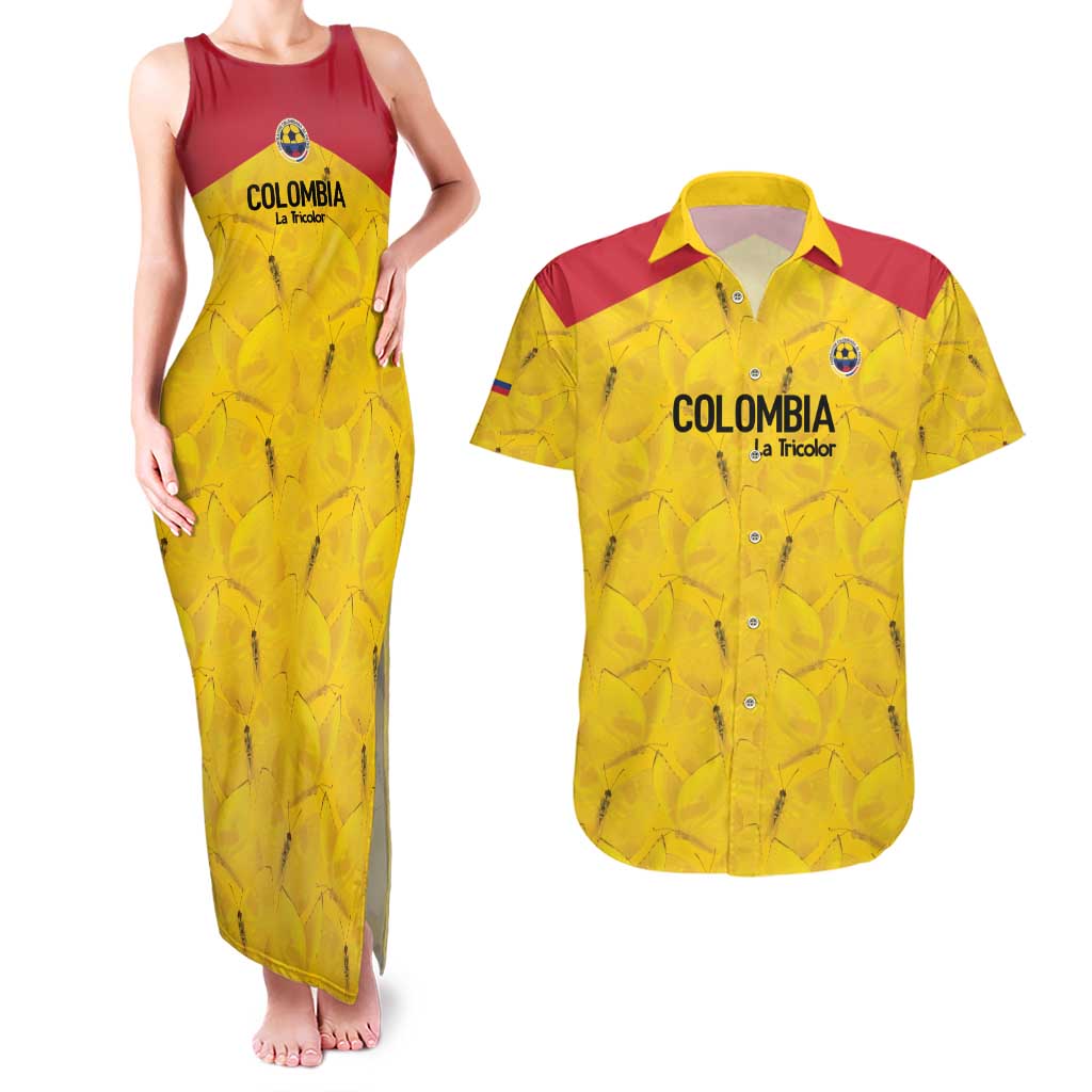 Colombia Football Custom Couples Matching Tank Maxi Dress and Hawaiian Shirt 2026 Butterflies Orange-barred Sulphur - Wonder Print Shop