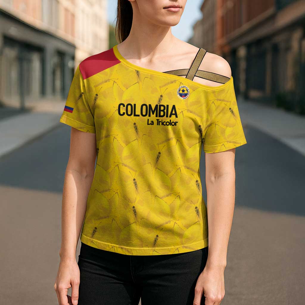Colombia Football Custom Cross Shoulder Shirt 2026 Butterflies Orange-barred Sulphur - Wonder Print Shop