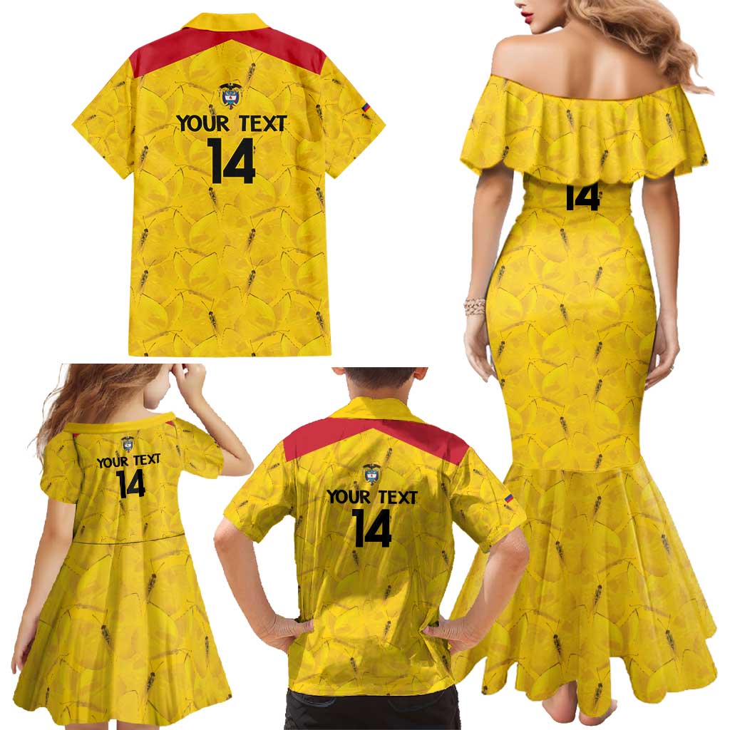 Colombia Football Custom Family Matching Mermaid Dress and Hawaiian Shirt 2026 Butterflies Orange-barred Sulphur - Wonder Print Shop